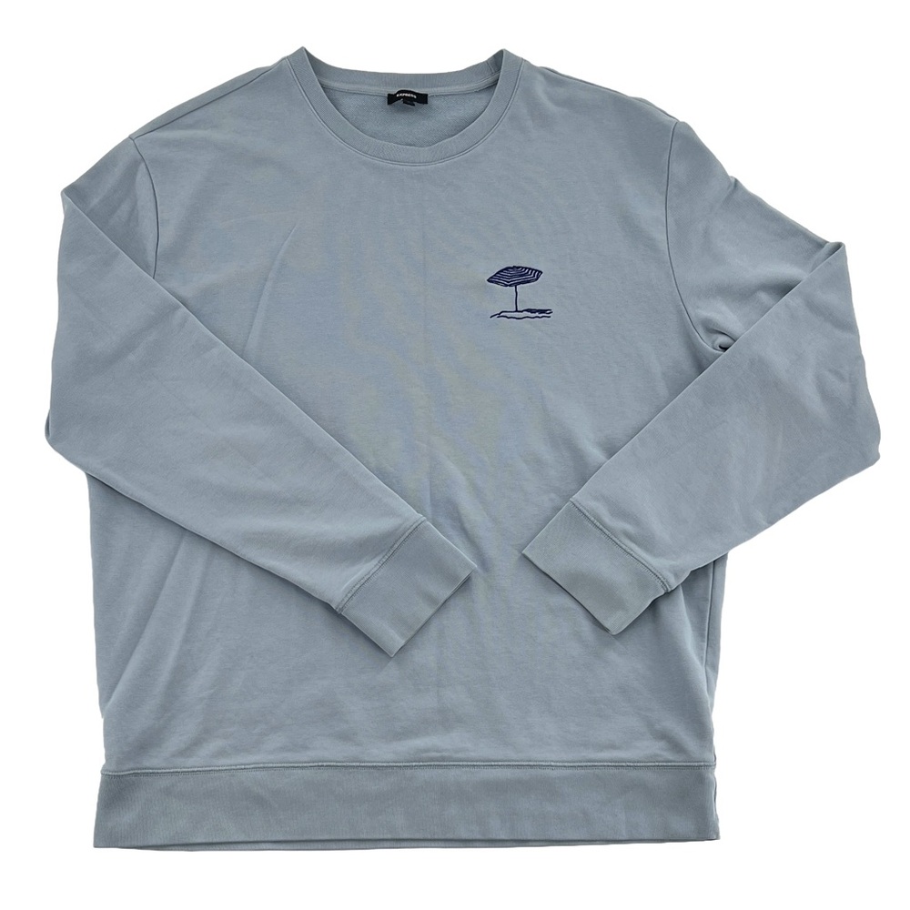 Express Embroidered‎ Chest Graphic Crew Neck Sweatshirt Blue Men's L - Picture 2 of 8